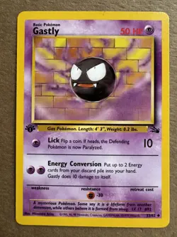 Gastly 33/62 Fossil 1st Edition Non-Holo Uncommon Pokemon Card NM+ - Image 1