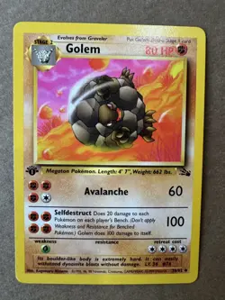 Golem 36/62 Fossil 1st Edition Non-Holo Uncommon Pokemon Card NM+ - Image 1