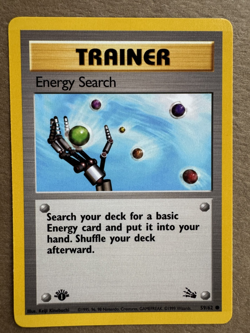 Energy Search 59/62 Trainer Fossil 1st Edition Non-Holo Common Pokemon Card NM+ - Image 1