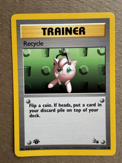 Recycle 61/62 Trainer Fossil 1st Edition Non-Holo Common Pokemon Card NM+ - Image 1