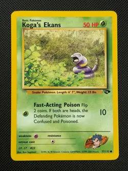 Koga's Ekans 77/132 REGULAR Pokemon Card WOTC Gym Challenge Common - Image 1