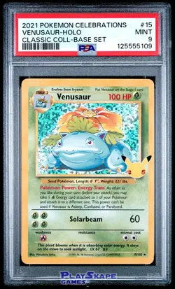 Pokemon Card PSA 9 Venusaur 15/102 Base Set Celebrations Classic Holo 2021 - Image 1