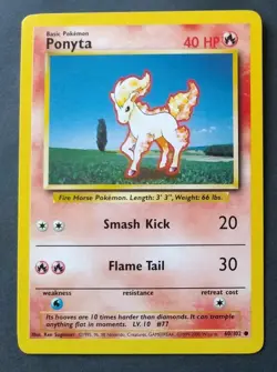 Ponyta 60/102 Base Set Standard Pokemon Card EXC BUY 2 CARDS GET 1 FREE - Image 1