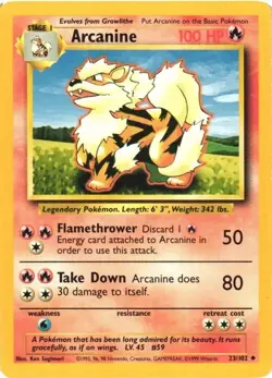Arcanine 23/102 - Base Set - Pokemon LP BUY 2 CARDS GET 1 FREE!! - Image 1