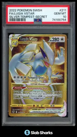 2022 POKEMON SWORD & SHIELD SILVER TEMPEST #211/195 LUGIA VSTAR SECRET PSA 10 - Image 1