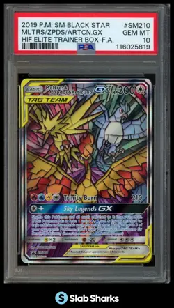 2016 POKEMON SM BLACK STAR PROMOS MOLTRES & ZAPDOS ARTICUNO TAG TEAM PSA 10 - Image 1