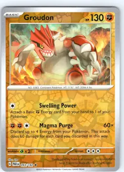 Pokemon TCG Groudon S&V Paradox Rift 093/182 Reverse Holo Rare Card NM - Image 1