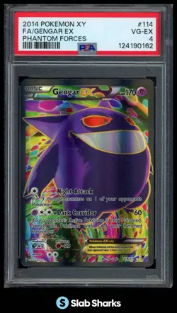 2014 POKEMON XY PHANTOM FORCES #114/119 GENGAR EX FULL ART PSA 4 - Image 1