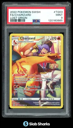 2022 POKEMON SWORD & SHIELD LOST ORIGIN CHARIZARD FULL ART TRAINER GALLERY PSA 9 - Image 1