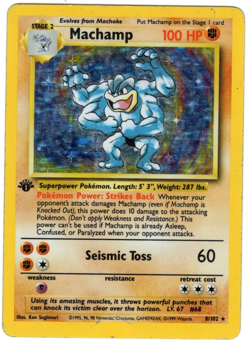 Pokemon TCG Base Set Unlimited "1st Edition" Machamp CD-ROM Promo HP - Image 1