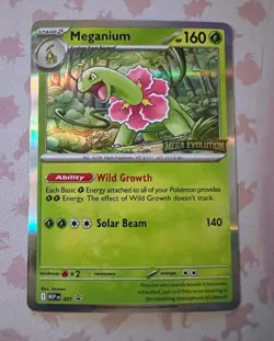Meganium - MEP 001 Mega Evolutions Stamped Black Star Promo Pokemon TCG NM - Image 1