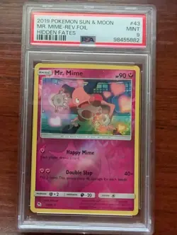PSA 9 Mr. Mime Reverse Foil 2019 Pokemon Sun & Moon Hidden Fates - Image 1