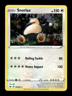 Pokemon SNORLAX 140/202 Sword & Shield Base Set Cosmo Holo Rare - Image 1