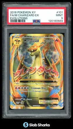 2016 POKEMON XY EVOLUTIONS #101/108 MEGA CHARIZARD EX FULL ART ULTRA RARE PSA 9 - Image 1