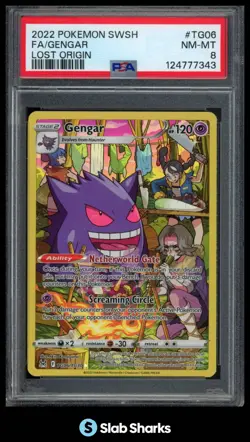 2022 POKEMON SWSH LOST ORIGIN #TG06/TG30 GENGAR FULL ART TRAINER GALLERY PSA 8 - Image 1