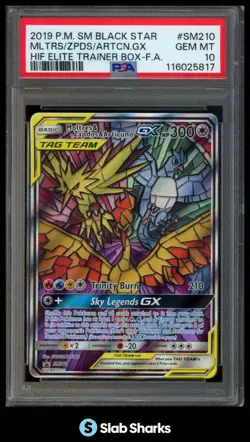 2016 POKEMON SM BLACK STAR PROMOS MOLTRES & ZAPDOS ARTICUNO TAG TEAM PSA 10 - Image 1