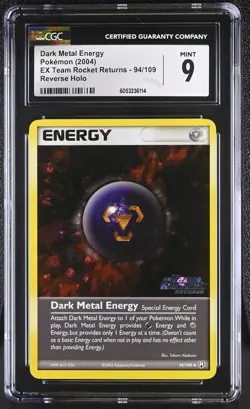 CGC 9 Dark Metal Energy Team Rocket Returns 94/109 Reverse Holo STAMPED Pokemon - Image 1