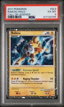 2011 POKEMON CALL OF LEGENDS #SL9 RAIKOU-HOLO PSA 6 - Image 1