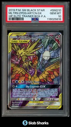2016 POKEMON SM BLACK STAR PROMOS MOLTRES & ZAPDOS ARTICUNO TAG TEAM PSA 10 - Image 1