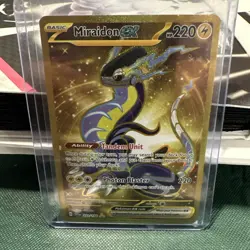 Pokemon TCG Scarlet & Violet Base Set Miraidon ex 253/198 Hyper Rare Gold Holo - Image 1