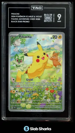 2024 POKEMON SVP EN BLACK STAR PROMO #088 PIKACHU PALDEA ADVENTURE CHEST TAG 9 - Image 1