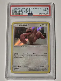 LICKITUNG 2019 POKEMON SUN & MOON DETECTIVE PIKACHU HOLO 16/18 PSA 9 - Image 1
