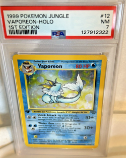 1999 Pokemon Jungle Vaporeon Holo 1st Edition PSA 7 - Image 1