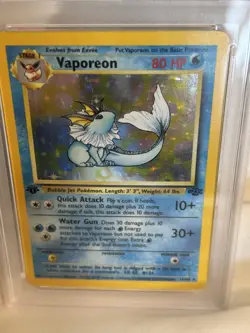 1999 Pokemon Jungle Vaporeon Holo 1st Edition PSA 7 - Image 2