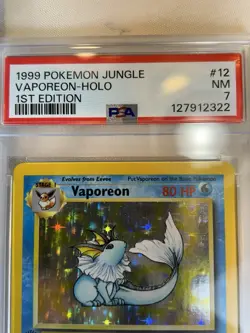 1999 Pokemon Jungle Vaporeon Holo 1st Edition PSA 7 - Image 5