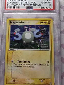 2004 Pokemon Magnemite EX Team Rocket Returns Reverse Holo #66 PSA 10 Gem Mint - Image 3