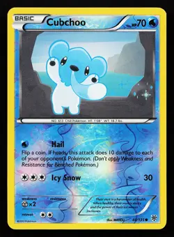 Cubchoo 40/135 Reverse Holo Plasma Storm Pokemon Card - Image 1