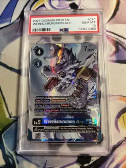 Digimon Card Game WereGarurumon ACE BT15-026 SR PB 19 ENGLISH PSA 10 GEM MT - Image 1