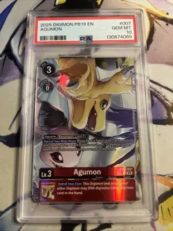 Digimon Card Game Agumon BT17-007 Rare PB19 ENGLISH PSA 10 GEM MT - Image 1
