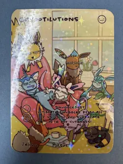 Pokederp Cayootilutions - Holo Eeveelutions Derpy Fan Art Card Non-TCG Rare NM! - Image 1