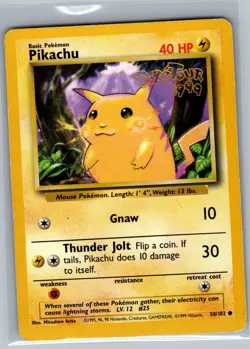Pikachu - 58/102 (PokeTour 1999) 058/102 Non Holo - Pokemon Card - MP - Image 1