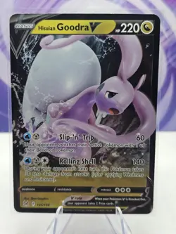 Hisuian Goodra V 135/196 Sword & Shield Lost Origin Holo Rare Pokemon TCG Card - Image 1