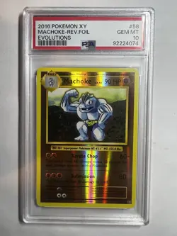 Pokemon 2016 XY Evolutions Machoke Reverse Holo Card #58/108 PSA10 - Image 1