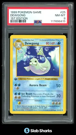 1999 POKEMON SET 1ST EDITION #25/102 DEWGONG PSA 8 - Image 1