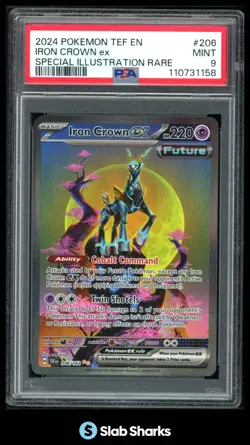 2024 POKEMON TEF EN #206/162 IRON CROWN EX SPECIAL ILLUSTRATION RARE PSA 9 - Image 1
