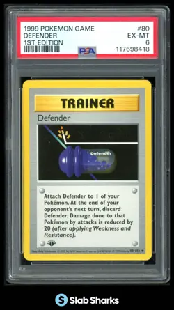 1999 POKEMON SET 1ST EDITION #80/102 DEFENDER PSA 6 - Image 1