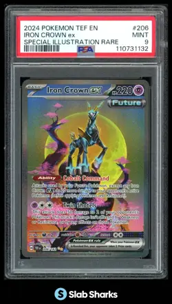 2024 POKEMON TEF EN #206/162 IRON CROWN EX SPECIAL ILLUSTRATION RARE PSA 9 - Image 1