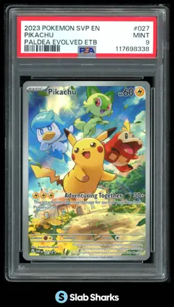 2023 POKEMON SV BLACK STAR PROMOS - SVP EN #027 PIKACHU PALDEA EVOLVED ETB PSA 9 - Image 1