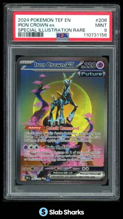 2024 POKEMON TEF EN #206/162 IRON CROWN EX SPECIAL ILLUSTRATION RARE PSA 9 - Image 1