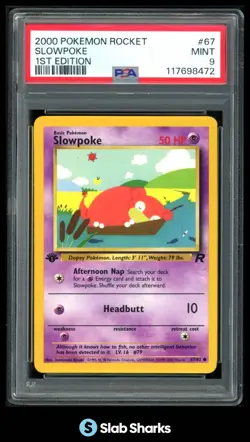 2000 POKEMON TEAM ROCKET FIRST EDITION #67/82 SLOWPOKE PSA 9 - Image 1