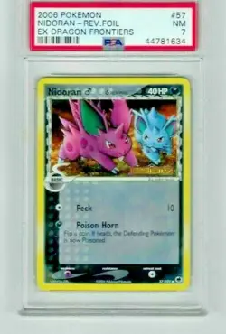 2006 Pokemon Nidoran Reverse Foil Ex Dragon Frontiers 57/101 PSA 7 - Image 1