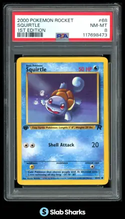 2000 POKEMON TEAM ROCKET FIRST EDITION #68/82 SQUIRTLE PSA 8 - Image 1