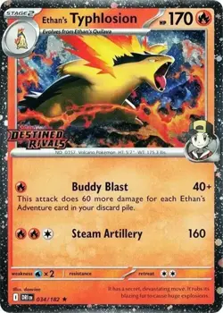 NM-Mint Ethan's Typhlosion (Destined Rivals Stamp) - 034/182 - Holo Rare Pokemon - Image 1