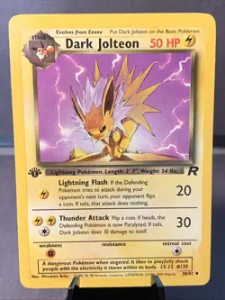 Pokemon TCG Dark Jolteon #38/82 Unlimited Team Rocket 1st Edition WOTC VTG LP - Image 1