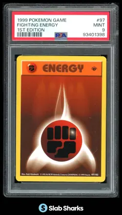 1999 POKEMON SET 1ST EDITION #97/102 FIGHTING ENERGY PSA 9 - Image 1