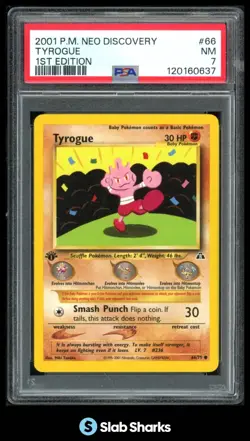 2001 POKEMON NEO DISCOVERY 1ST EDITION #66/75 TYROGUE PSA 7 - Image 1